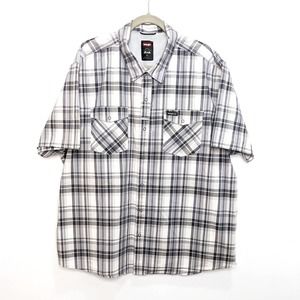 Wrangler Shirt Mens 3XL Big Tall Outdoor Regular Fit Black Grey White Plaid